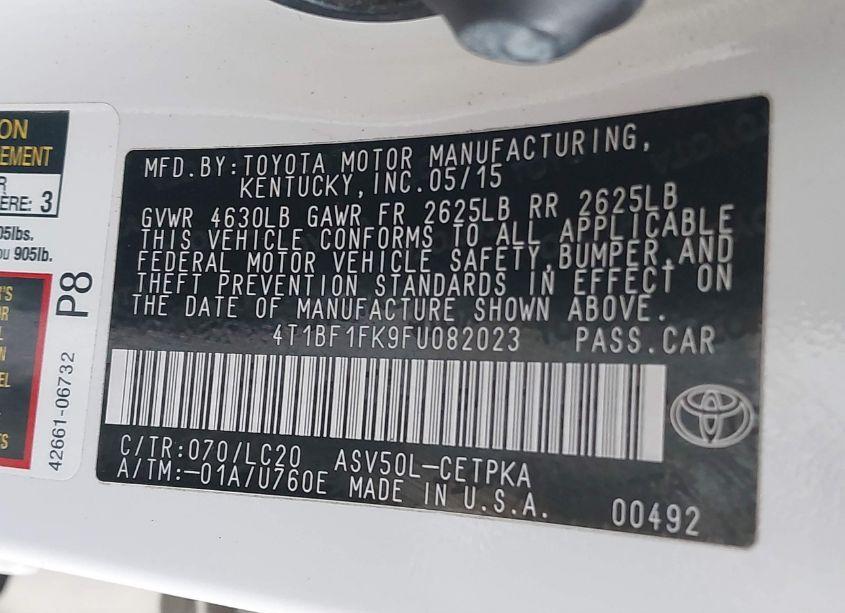 Photo 9 of 2015 Toyota Camry XSE (VIN 4T1BF1FK9FU082023)