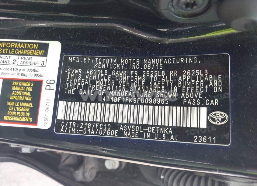 Photo 9 of 2015 Toyota Camry LE (VIN 4T1BF1FK9FU098965)