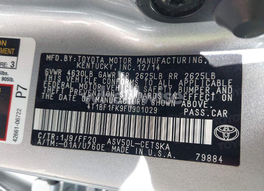 Photo 9 of 2015 Toyota Camry SE (VIN 4T1BF1FK9FU901029)