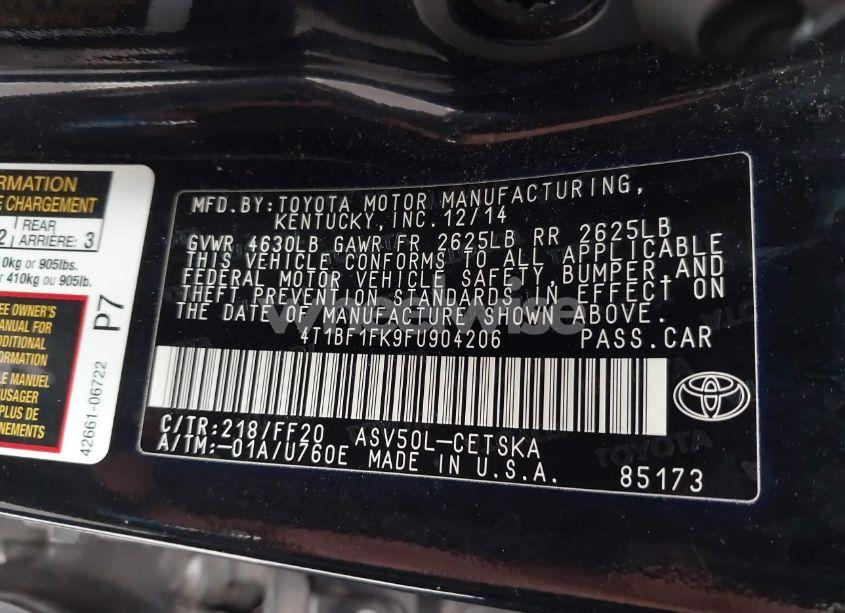 Photo 9 of 2015 Toyota Camry SE (VIN 4T1BF1FK9FU904206)