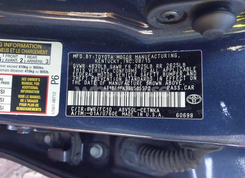 Photo 9 of 2016 Toyota Camry LE (VIN 4T1BF1FK9GU505572)