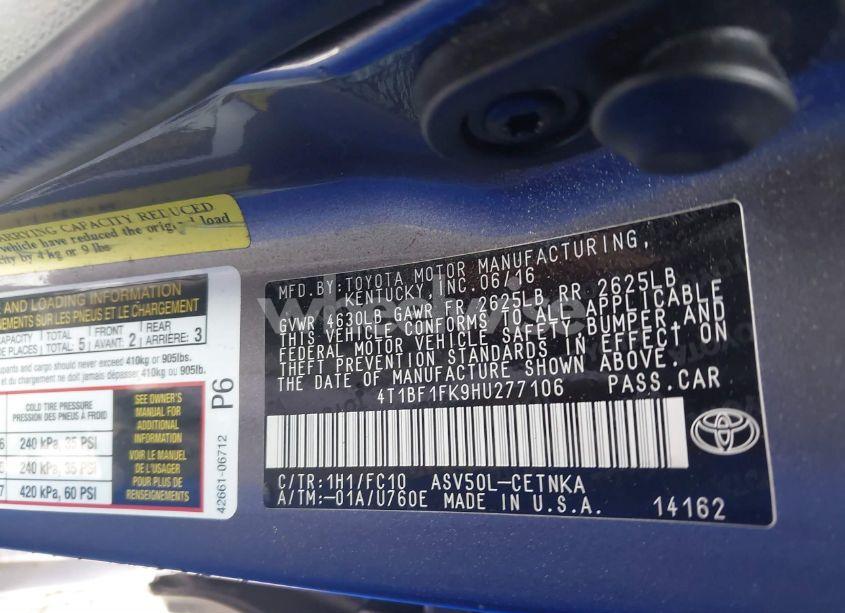 Photo 9 of 2017 Toyota Camry LE (VIN 4T1BF1FK9HU277106)