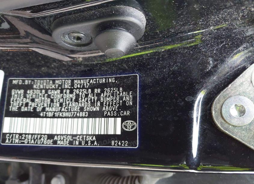 Photo 9 of 2017 Toyota Camry SE (VIN 4T1BF1FK9HU774883)