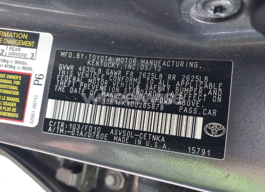 Photo 9 of 2013 Toyota Camry L/LE/SE/XLE (VIN 4T1BF1FKXDU265878)