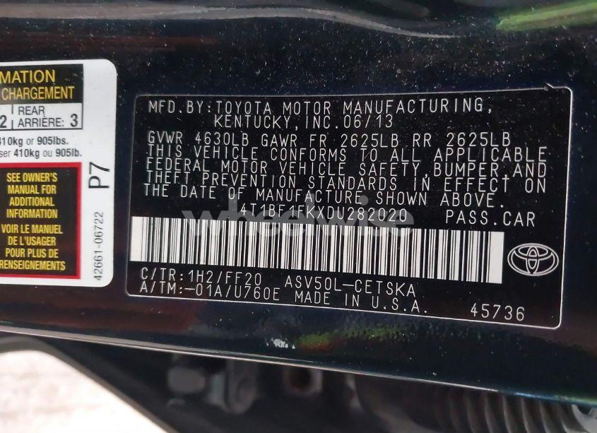 Photo 9 of 2013 Toyota Camry SE (VIN 4T1BF1FKXDU282020)