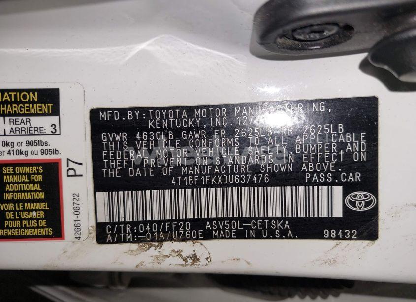 Photo 9 of 2013 Toyota Camry SE (VIN 4T1BF1FKXDU637476)