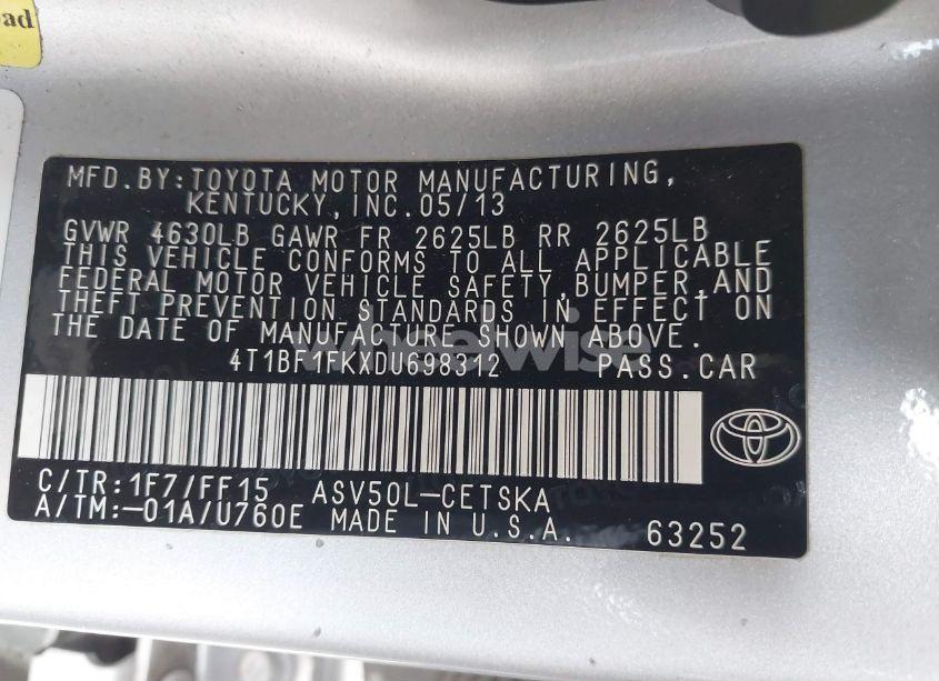 Photo 9 of 2013 Toyota Camry SE (VIN 4T1BF1FKXDU698312)
