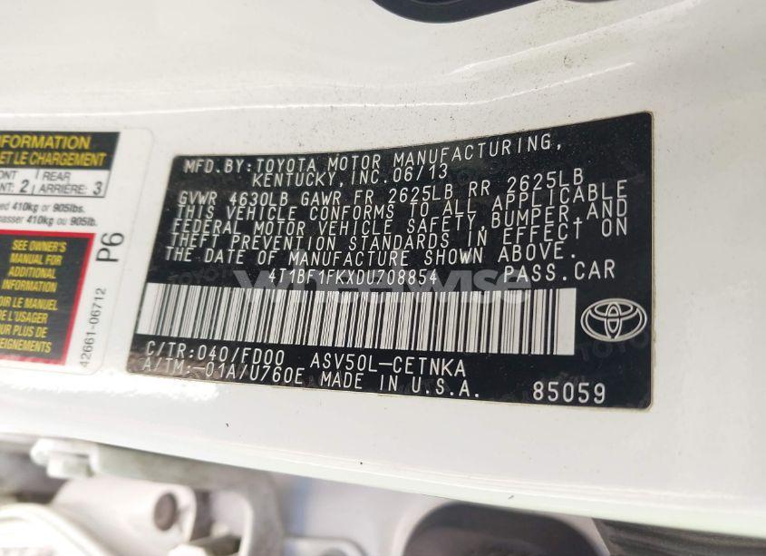 Photo 9 of 2013 Toyota Camry LE (VIN 4T1BF1FKXDU708854)