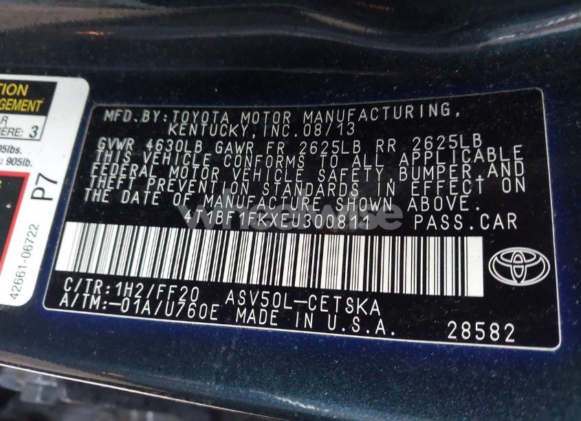 Photo 9 of 2014 Toyota Camry SE (VIN 4T1BF1FKXEU300811)