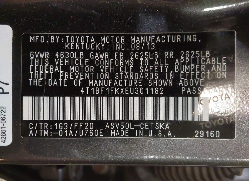 Photo 9 of 2014 Toyota Camry SE (VIN 4T1BF1FKXEU301182)