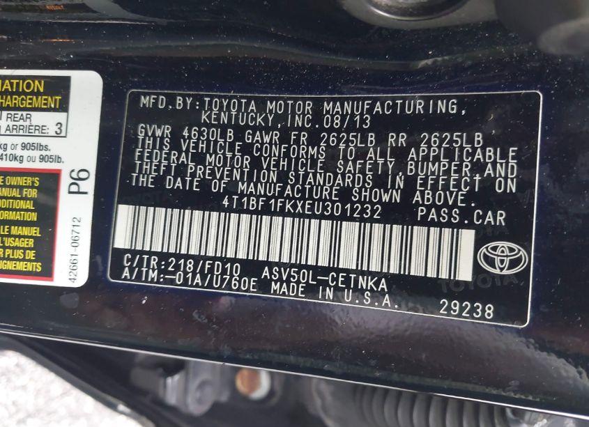 Photo 9 of 2014 Toyota Camry LE (VIN 4T1BF1FKXEU301232)