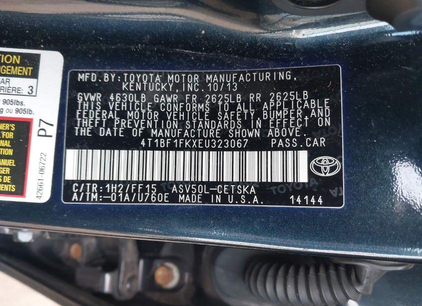 Photo 9 of 2014 Toyota Camry SE (VIN 4T1BF1FKXEU323067)