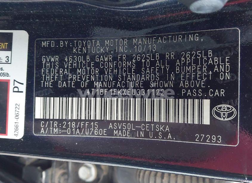 Photo 9 of 2014 Toyota Camry SE (VIN 4T1BF1FKXEU331122)