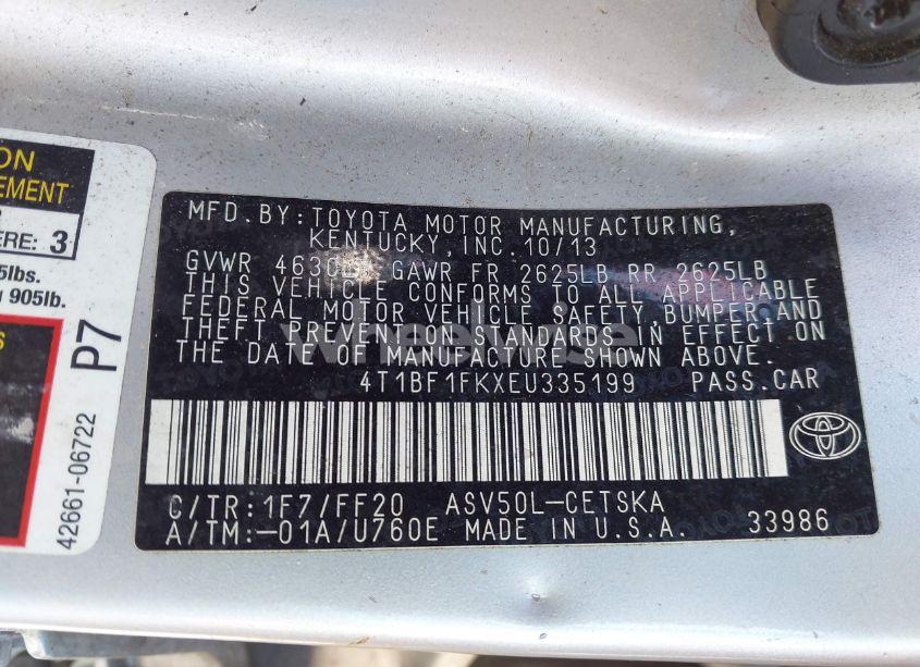 Photo 9 of 2014 Toyota Camry SE (VIN 4T1BF1FKXEU335199)