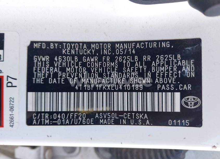 Photo 9 of 2014 Toyota Camry SE (VIN 4T1BF1FKXEU410189)