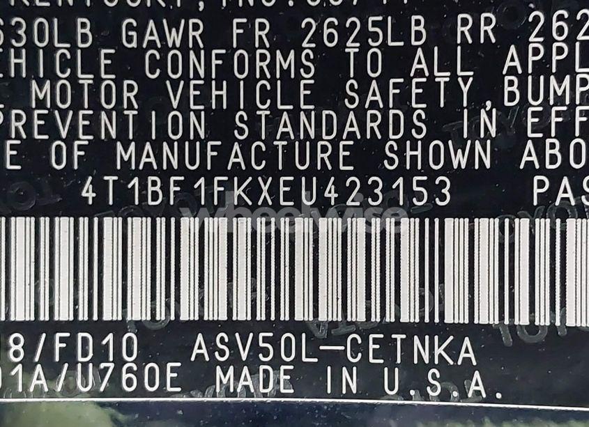 Photo 9 of 2014 Toyota Camry LE (VIN 4T1BF1FKXEU423153)