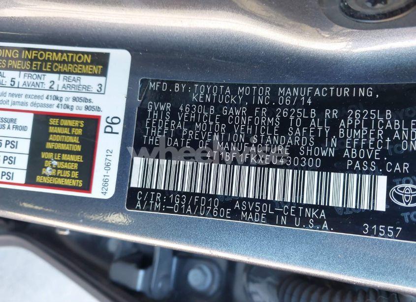 Photo 9 of 2014 Toyota Camry LE (VIN 4T1BF1FKXEU430300)