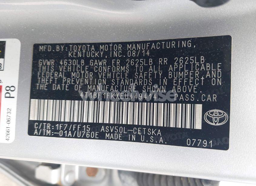 Photo 9 of 2014 Toyota Camry SE SPORT (VIN 4T1BF1FKXEU449414)