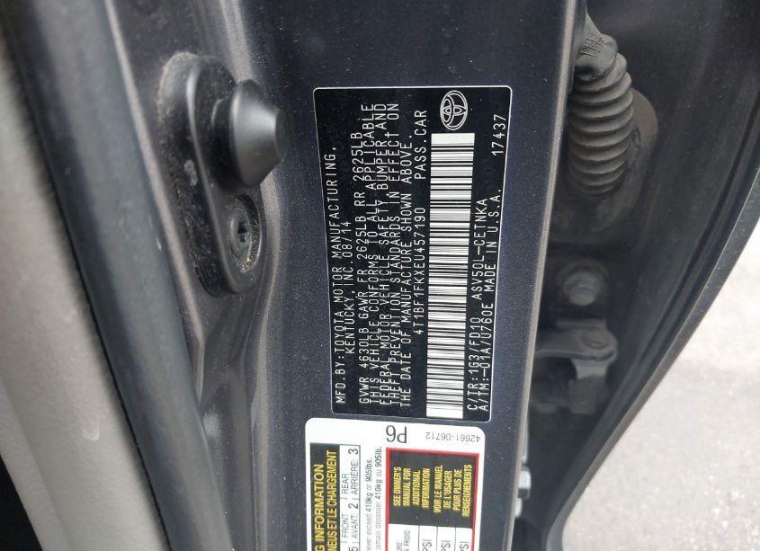 Photo 9 of 2014 Toyota Camry LE (VIN 4T1BF1FKXEU457190)