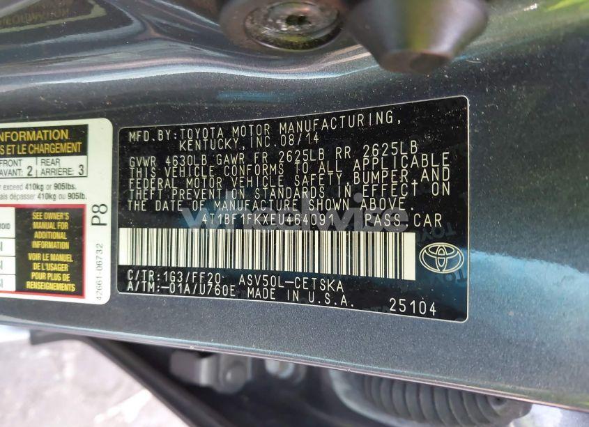 Photo 9 of 2014 Toyota Camry SE SPORT (VIN 4T1BF1FKXEU464091)