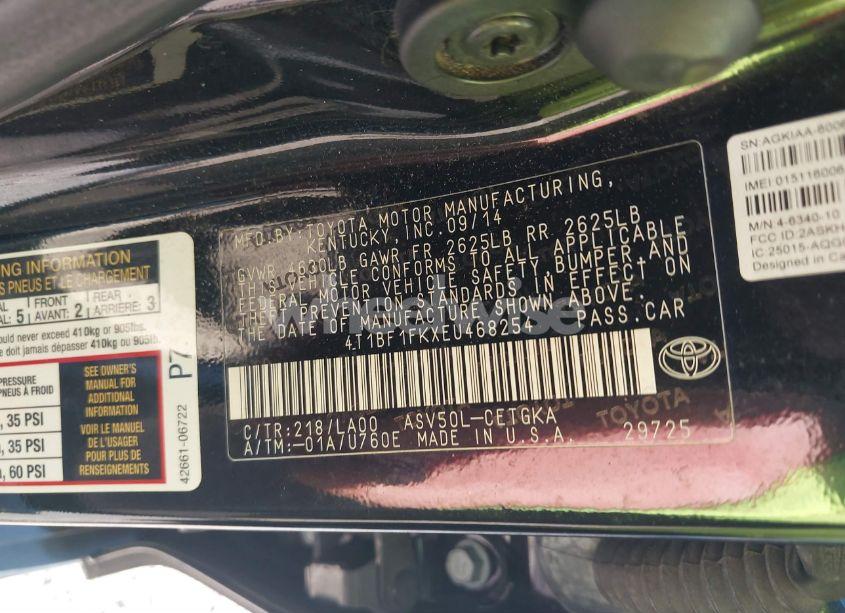 Photo 9 of 2014 Toyota Camry XLE (VIN 4T1BF1FKXEU468254)