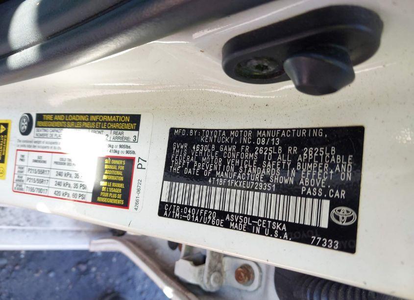 Photo 9 of 2014 Toyota Camry SE (VIN 4T1BF1FKXEU729351)