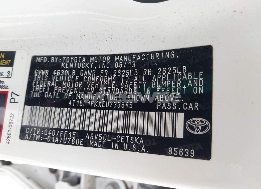 Photo 9 of 2014 Toyota Camry SE (VIN 4T1BF1FKXEU733545)