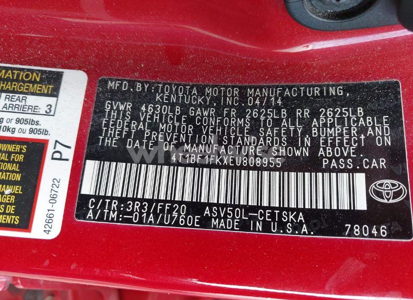 Photo 9 of 2014 Toyota Camry SE (VIN 4T1BF1FKXEU808955)