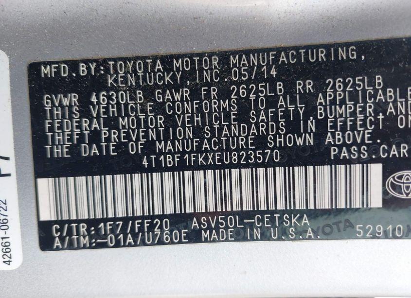 Photo 9 of 2014 Toyota Camry SE (VIN 4T1BF1FKXEU823570)