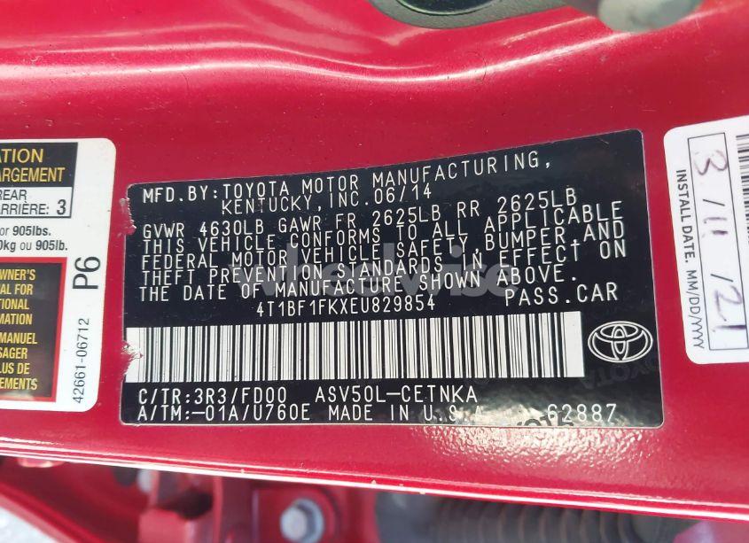 Photo 9 of 2014 Toyota Camry LE (VIN 4T1BF1FKXEU829854)