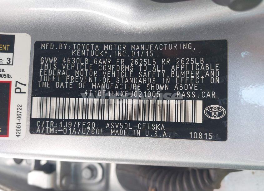 Photo 9 of 2015 Toyota Camry SE (VIN 4T1BF1FKXFU021005)