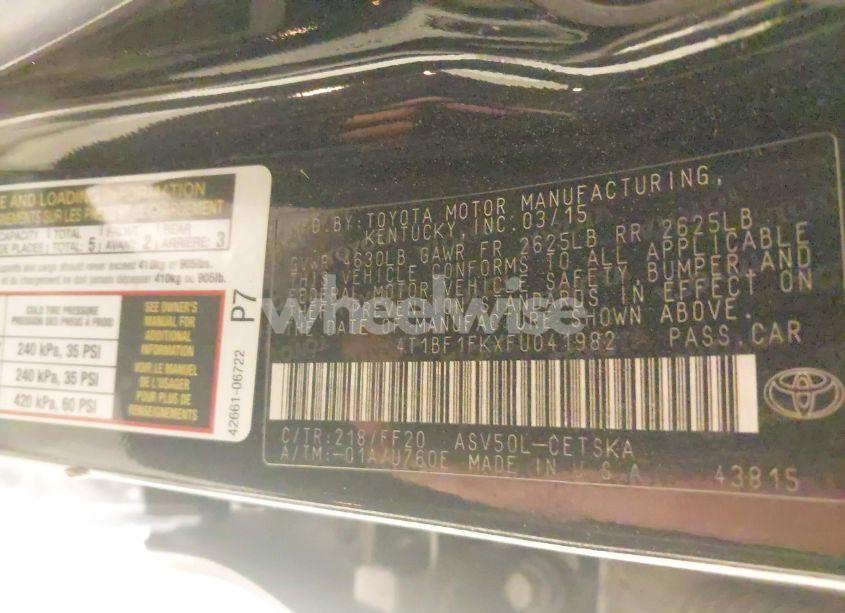 Photo 9 of 2015 Toyota Camry SE (VIN 4T1BF1FKXFU041982)