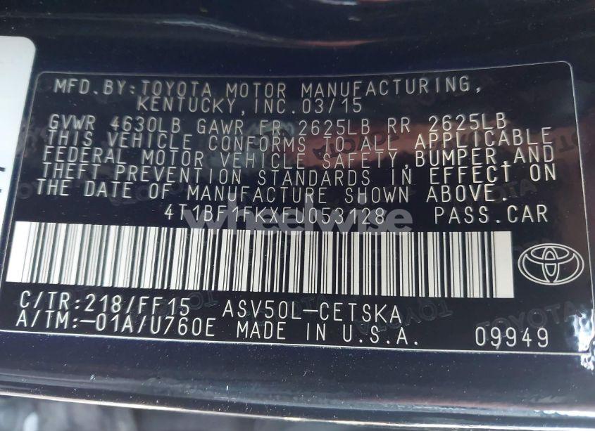 Photo 9 of 2015 Toyota Camry SE (VIN 4T1BF1FKXFU053128)