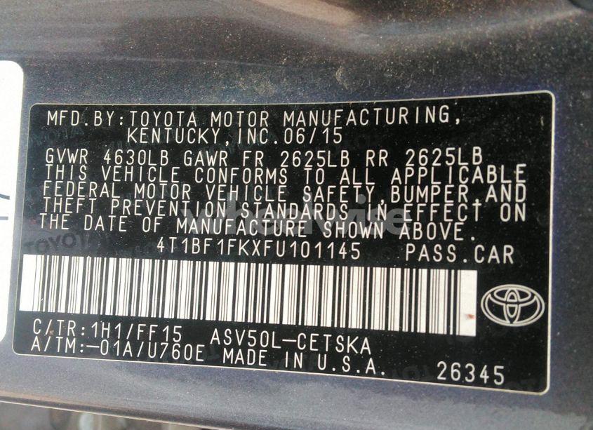Photo 9 of 2015 Toyota Camry SE (VIN 4T1BF1FKXFU101145)