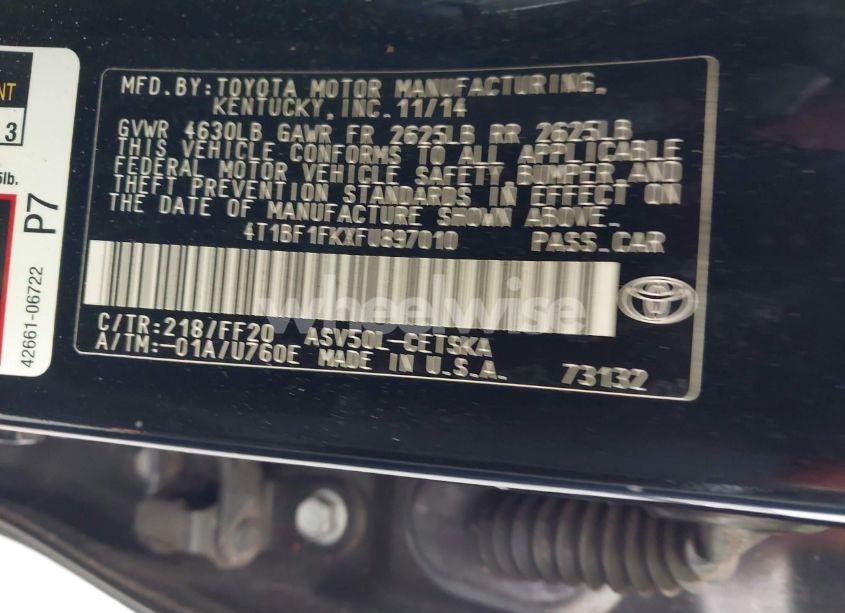 Photo 9 of 2015 Toyota Camry SE (VIN 4T1BF1FKXFU897010)