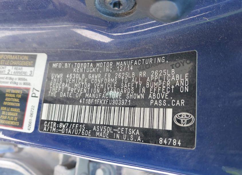 Photo 9 of 2015 Toyota Camry SE (VIN 4T1BF1FKXFU903971)