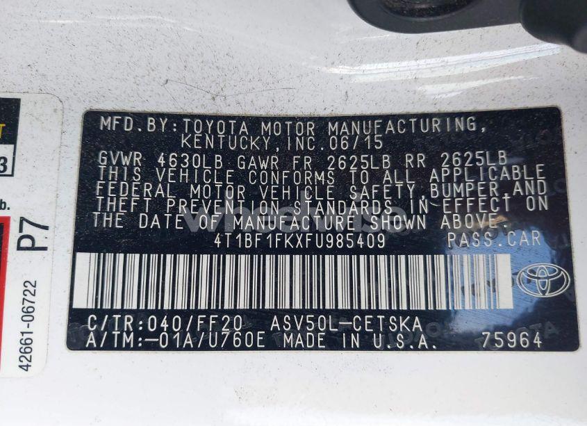 Photo 9 of 2015 Toyota Camry SE (VIN 4T1BF1FKXFU985409)