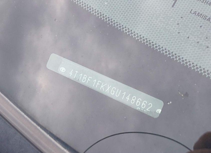 Photo 17 of 2016 Toyota Camry SE (VIN 4T1BF1FKXGU148662)