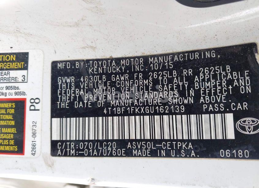 Photo 9 of 2016 Toyota Camry XSE (VIN 4T1BF1FKXGU162139)