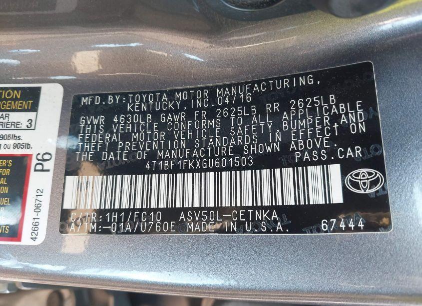 Photo 9 of 2016 Toyota Camry LE (VIN 4T1BF1FKXGU601503)