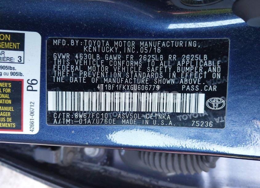 Photo 9 of 2016 Toyota Camry LE (VIN 4T1BF1FKXGU606779)