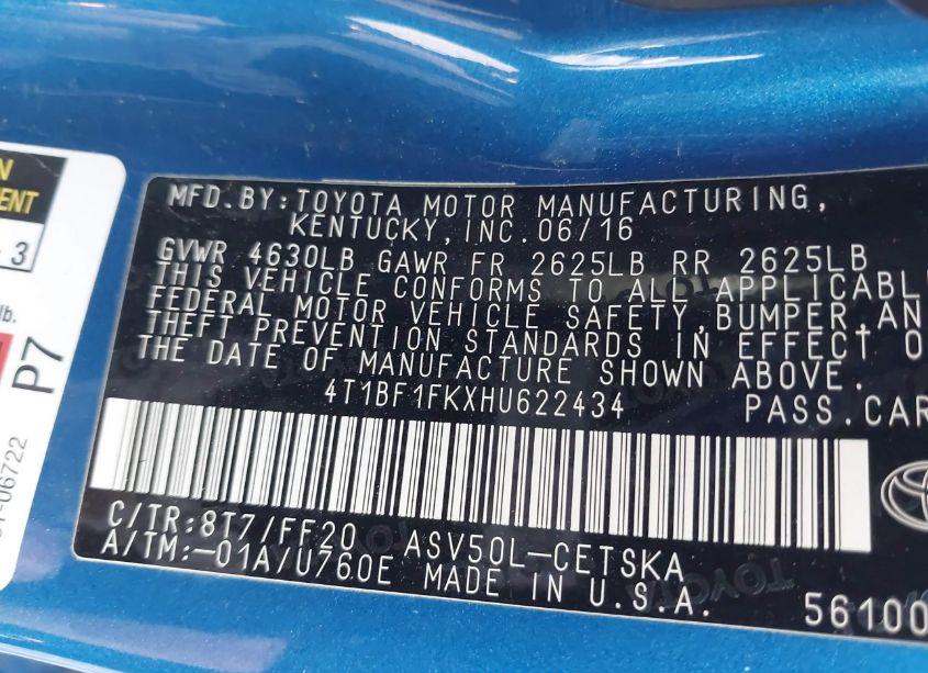 Photo 9 of 2017 Toyota Camry SE (VIN 4T1BF1FKXHU622434)