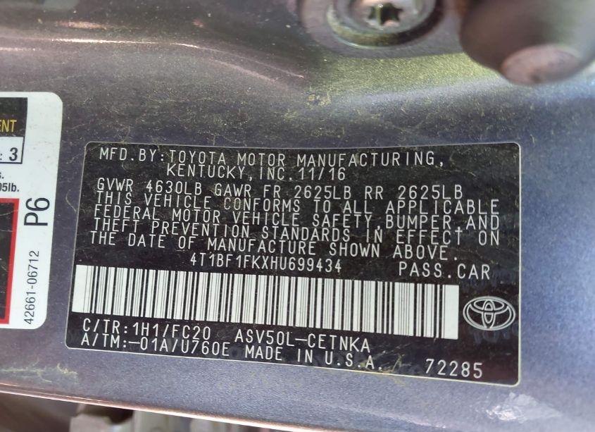 Photo 9 of 2017 Toyota Camry LE (VIN 4T1BF1FKXHU699434)