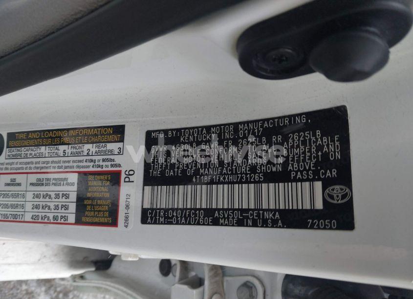 Photo 9 of 2017 Toyota Camry LE (VIN 4T1BF1FKXHU731265)