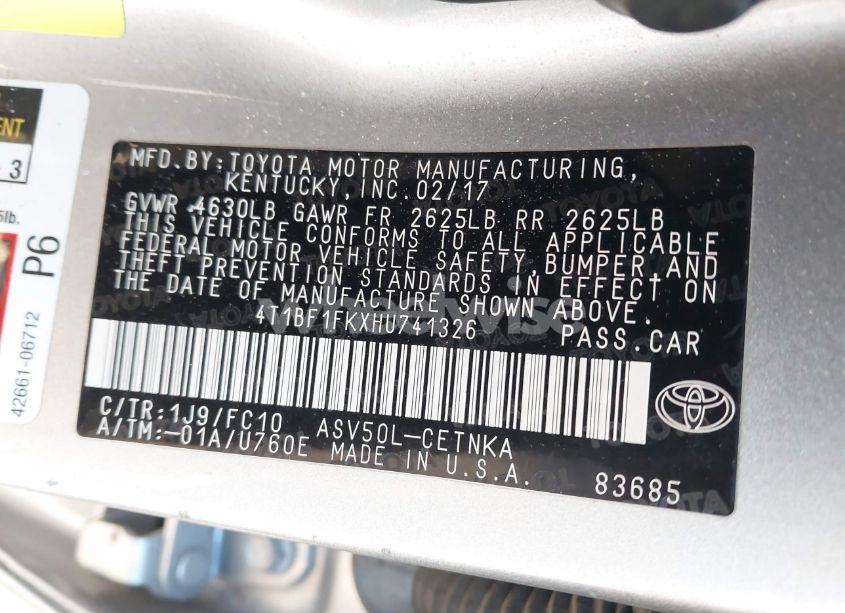 Photo 9 of 2017 Toyota Camry LE (VIN 4T1BF1FKXHU741326)