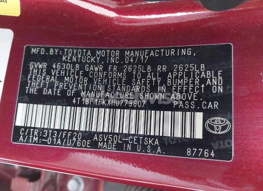 Photo 9 of 2017 Toyota Camry SE (VIN 4T1BF1FKXHU779607)