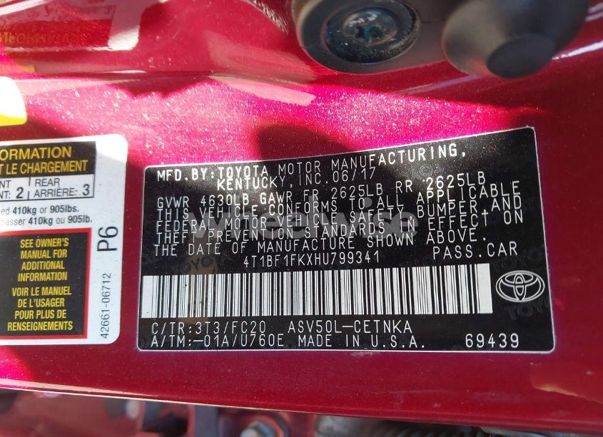 Photo 9 of 2017 Toyota Camry LE (VIN 4T1BF1FKXHU799341)