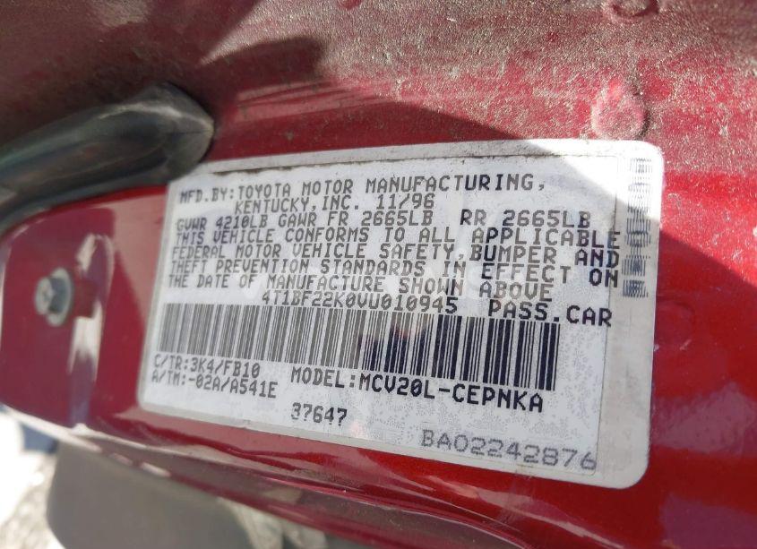 Photo 9 of 1997 Toyota Camry LE V6 (VIN 4T1BF22K0VU010945)