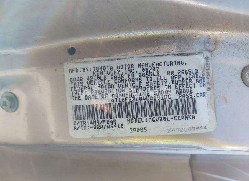 Photo 9 of 1997 Toyota Camry LE V6 (VIN 4T1BF22K0VU029186)