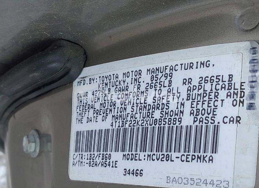 Photo 9 of 1999 Toyota Camry LE V6 (VIN 4T1BF22K2XU085889)